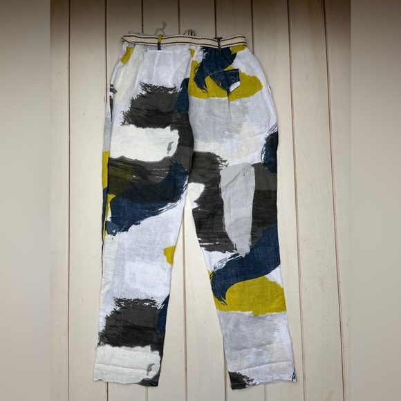 NWT Abstract Print Linen Drawstring Pants - Picture 3 of 11